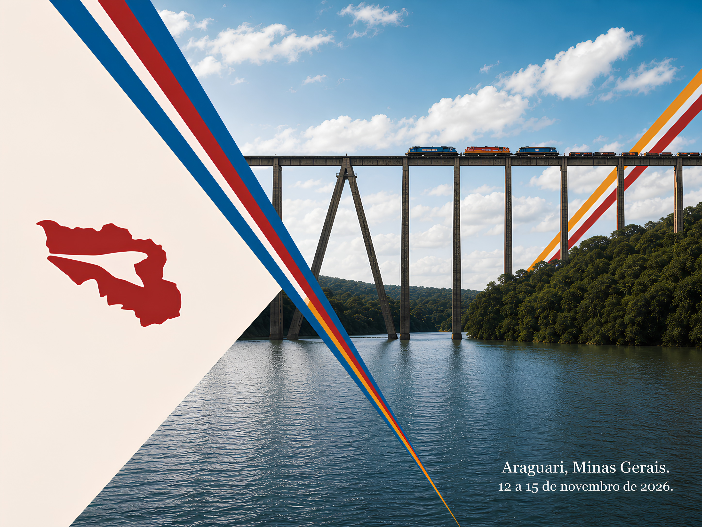 Arte panoramica do VIII CIEPS com a ponte ferroviaria de Araguari